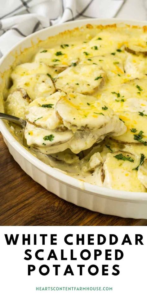 Cheddar Scalloped Potatoes, Au Gratin Potatoes Easy, Cheese Scalloped Potatoes, Homemade Scalloped Potatoes, Easy Scalloped Potatoes Recipe, Scalloped Potatoes Easy, Potatoes Baked, Cheddar Potatoes, Scalloped Potato Recipes