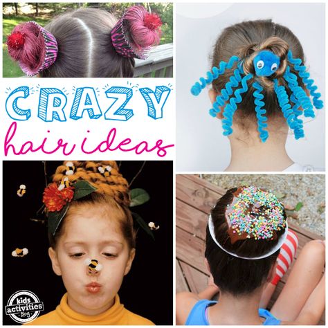 Silly, Wacky, And Fun Crazy Hair Day Ideas For School Silly Hair Day Ideas Kids, Silly Hair Day, Crazy Hair Ideas, Crazy Hairstyles, Crazy Hair Day Ideas, Cool Haircuts For Girls, Kids Haircuts, Teenage Hairstyles, Halloween Hairstyles