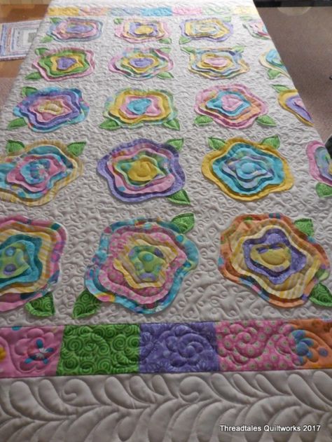 Threadtales - The stuff of Life (and Quilts!) | Ancora Imparo (I am still learning) | Page 22 Rag Flower Quilt, French Roses Quilt, Ancora Imparo, Rose Quilts, Roses Quilt, French Roses, Girl Quilts Patterns, Shabby Chic Quilts, I Am Still Learning