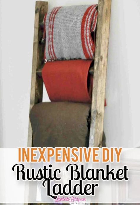 Find out how to make an inexpensive DIY Blanket Ladder with simple 2x4s! This is the perfect functional piece to complement farmhouse decor. This post includes free plans and step by step instructions. Blanket Ladder Ideas, Rustic Blanket Ladder, Instant Pot Freezer Meals, Blanket Ladders, Instant Pot Freezer, Easy Home Diy, Rustic Blankets, Diy Blanket, Diy Blanket Ladder