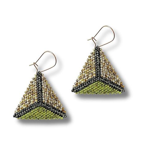 Triad Earrings by Diana Ferguson (Beaded Earrings) Delica Beaded Rings, Beads Needle, Earring Frame, Brick Stitch Earrings, Beautiful Beadwork, Glass Cylinder, Beaded Earrings Patterns, Artful Home, Beaded Jewelry Patterns