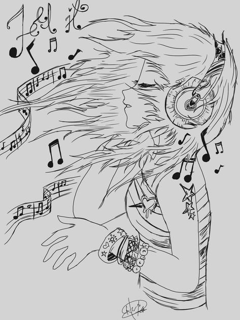 Emo Coloring Pages, Musician Drawing, Singing Drawing, Music Tattoo Designs, Disney Princess Fan Art, Music Drawings, Music Images, Sketch Inspiration, Sketches Easy