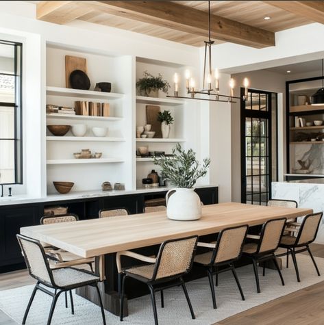 Built-ins are an absolute must in my recent designs 🩶 From dining room shelving to living room storage to a private home library - you can never go wrong ! #interiorstyling #interiordesigner #sandiegodesigner #kitchendesign #diningroomdesign #neutralhome #cozyhome Dining Room Shelving Ideas, Bookshelves In Dining Room, Bookshelf In Dining Room, Dining Room With Storage, Dining Room Shelving, Loft Dining Room, Dining Room Built Ins, Dining Room Built In, Modern Farmhouse Dining Room