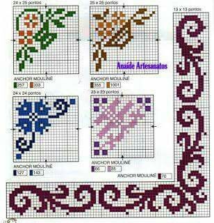 F Cross Stitch Borders Corner, Cross Stitch Boarders, Cross Stitch Border Pattern, Cross Stitch Fonts, Pola Kristik, Beaded Cross Stitch, Cross Stitch Borders, Cross Stitch Alphabet, Cross Stitch Rose