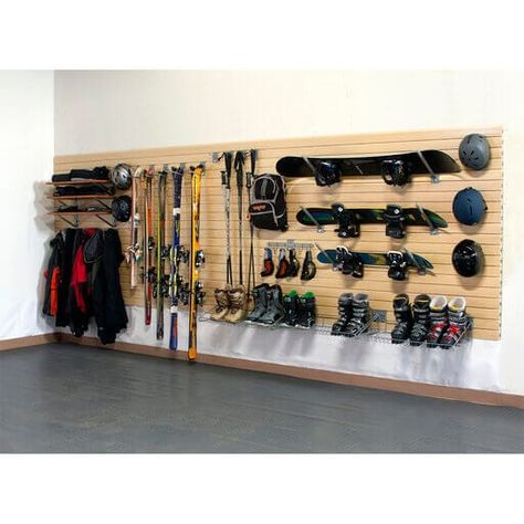 Buy the storeWALL Winter Sports Package Heavy Duty | WINTER-SPORTS-PKG – Ace Garage Storage Garage Storage Skis, Sport Storage Garage, Ski Gear Storage, Gear Room Organization, Outdoor Gear Storage, Snowboard Rack, Snowboard Storage, Snowboarding And Skiing, Sports Equipment Storage