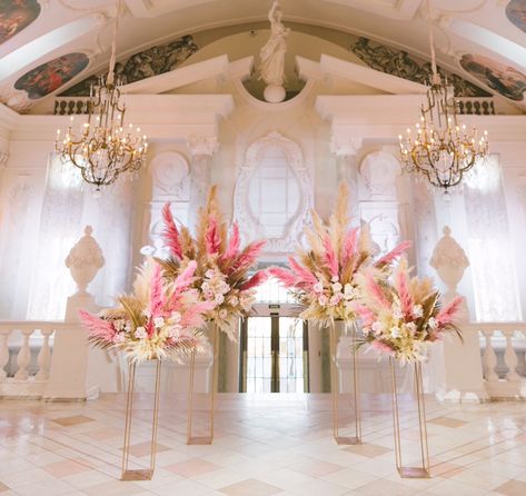 Pampas grass wedding ceremony #pampasgrass#pampasgrasswedding#pinkpampasgrass#weddingideas Pampas Grass Wedding Ceremony, Grass Wedding Ceremony, Chapel Decor, Flower Table Decorations, Pampas Grass Wedding, Bridal Theme, Love Decor, Wedding Backdrop Design, Grass Wedding