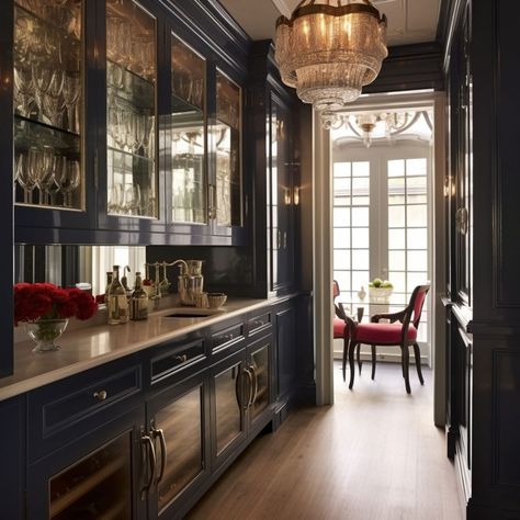 21 Butler Pantry Ideas You Will Adore - Rhythm of the Home Corner Butler Pantry Ideas, Colonial Butlers Pantry, Navy Blue Butlers Pantry, Butlers Pantry Off Kitchen, Butlers Pantry And Mud Room Combo, Kitchens With Walk In Pantry, English Cottage Butlers Pantry, Butlers Pantry Decorating Ideas, Colorful Butlers Pantry