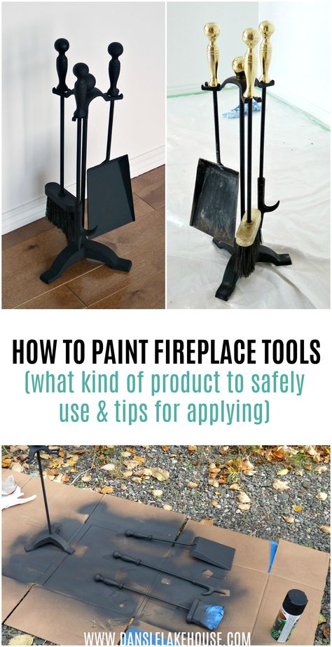 How to Paint Fireplace Tools | Give a Fire Poker Set a New Look with Paint. Click through to learn which is the BEST product if you want to spray paint fireplace tools and keep them protected from heat. How to paint fireplace tools so they withstand HEAT! Great way to save money and use what you have. Upcycle fire poker ideas and upcycled fire poker set. #fireplacetools #spraypainting How To Paint Fireplace, Poker Ideas, Fire Poker Set, Sustainable Fashion Quotes, Bohemian Studio, High Heat Paint, Sunburst Art, Fire Poker, Cottage Witch