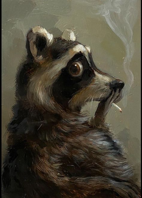 Cute Raccoon, Pet Portraits, Digital Illustration, Funny Animals, Art Projects, Lion Sculpture, Witch, Birds, Statue