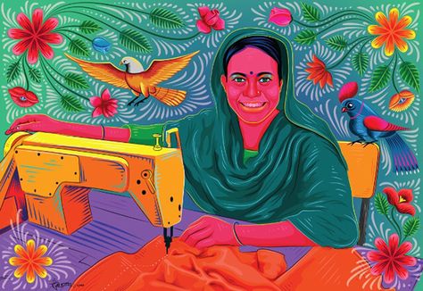 Bangladeshi Garments Worker on Behance Bangladeshi Rickshaw Art, Rikshaw Art Bangladesh, Bangladeshi Art, Rickshaw Painting, Bangladesh Art, Rickshaw Art, Type Of Painting, Gouache Ideas, Truck Art Pakistan