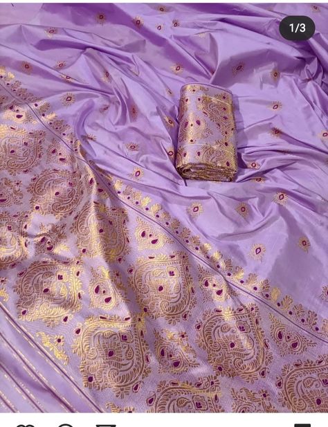 Mekhala Chadar Design, Chadar Mekhela, Assamese Bride, Mekhela Chador, Lavender Colour, Stylish Sarees, Fashionista Clothes, Indian Designer, Indian Designer Wear