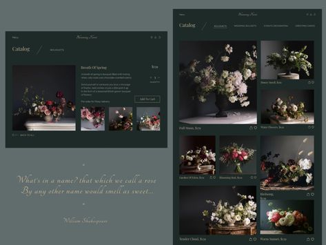 Flower Shop Mood Board, Flower Shop Website, Flower Website, Flower Portfolio, Floral Website, Floral Branding, Flower Branding, Flower Boutique, Graphic Design Resume