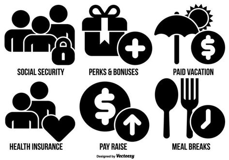 Vector Employee Benefits Icon Collection Work Vision Board, Pay Raise, Employee Benefits, Employee Benefit, Icon Collection, Health Insurance, Vision Board, Benefits, For Free