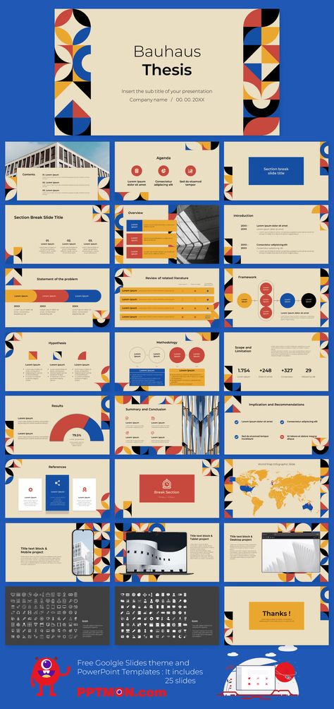 Bauhaus Style Thesis Free Presentation Background Design : It includes 25 slides – This theme makes it easy to create professional Google Slides Theme and PowerPoint Template.

#FREEPPTTEMPLATE, #PPTDESIGN, #POWERPOINTDESIGN, #POWERPOINTTEMPLATE, #GOOGLESLIDES, #GOOGLESLIDESTHEME, #GOOGLEPRESENTATION, #PRESENTATIONDESIGN, #FREEPOWERPOINTTEMPLATES Presentation Background Design, Thesis Presentation, Best Presentation Templates, Powerpoint Slide Templates, Presentation Background, Theme Powerpoint, Presentation Slides Design, Professional Powerpoint Presentation, Powerpoint Slide Designs