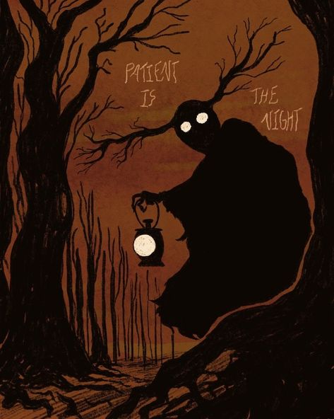 Patient Is The Night Print // AspenBienvenue Arte 8 Bits, Over The Garden Wall, Wow Art, Charcoal Drawing, Drawing Tutorials, Halloween Wallpaper, Dark Forest, Drawing Tips, Horror Art