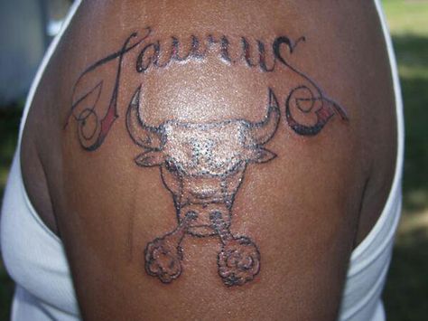 Taurus with Chicago Bulls bull slightly adapted, script is freehand, I love scripts! Traditional Bull Tattoo, Upper Arm Tattoo Men, Arm Tattoo Men, Bull Taurus, Taurus Bull Tattoos, Upper Arm Tattoo, Bull Tattoo, Taurus Tattoo, Favorite Tattoos