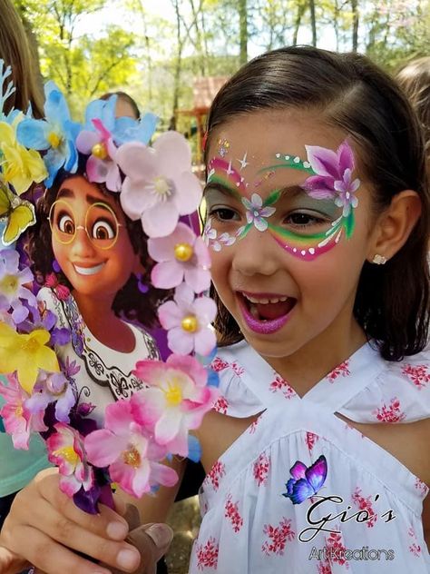 Encanto Face Painting Ideas, Encanto Face Painting, Encanto Face Paint, Surprise Party Themes, Face Paint Party, Face Painting Flowers, Fairy Face Paint, Fairy Birthday Cake, Girl Face Painting