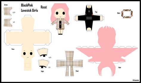 [BlackPink] [Paper Craft] Lovesick Girls Ver - Rosé Bp Stickers, Blackpink Diy, Sailor Moon Crafts, Robot Craft, Kpop Makeup, Note Doodles, Diy Crafts Bookmarks, Anime Paper, Kpop Diy