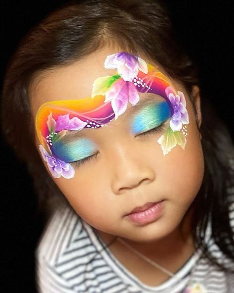 Nats Fancy Face paint Sydney on Instagram: "Leannes beautiful colours : Neon Nirvana and pixie palette @fusionbodyart @leannesrainbow @natsgoldbrushes" Nirvana Face, Flower Painting Videos, Neon Face Paint, Face Painting Flowers, Rainbow Face Paint, Face Paint Ideas, Professional Face Paint, Girl Face Painting, Rainbow Face