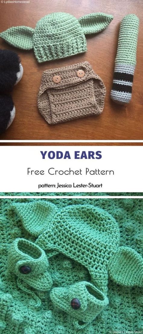 Yoda Crochet Hat Pattern Free, Yoda Ears Crochet Pattern, Crochet Yoda Ears, Baby Yoda Hat Crochet Pattern Free, Crochet Yoda Hat, Yoda Hat Crochet, Yoda Ears, Crochet Earwarmers, Boy Crochet Patterns