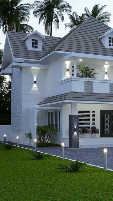 4 Bedroom Bungalow House Designs, Bungalow Colour, Compound Design, Big Home, House Colours, House Exterior Colors Schemes, Modern Bungalow House, Kerala Houses, Architectural Design House Plans