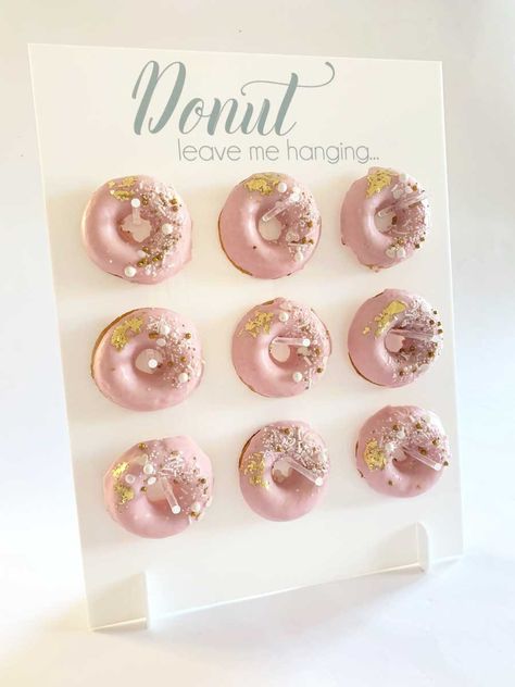 Food Donut, Donut Display, Donut Stand, Blush Decor, Wedding Donuts, Birthday Donuts, Donut Wall, September 23, Black Acrylic