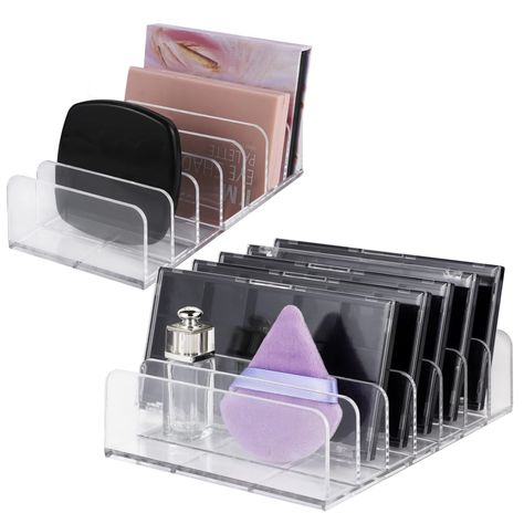 PRICES MAY VARY. The Package Contains: You will get 2 makeup palette organizers, transparent color, 2 sizes, to meet your storage needs for different cosmetics. Durable & Waterproof: The 7-section divided palette holder insert is made of PS plastic and processed through multiple processes. The surface is smooth and flat without roughness, it is waterproof and durable, not easy to damage. Large Capacity: The eyeshadow organizer is about 6.7 * 5 * 1.6 inches for large and 6.7 * 3.34 * 1.6 inches f Makeup Palette Organizer, Makeup Palette Storage, Eyeshadow Organizer, Makeup Palette Organization, Makeup Storage Organizer, Palette Organizer, Makeup You Need, Makeup Storage Organization, Christmas Organization