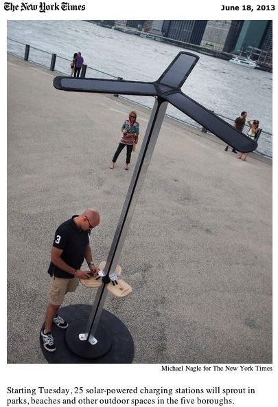 Solar-Powered Charging Stations in NYC #summerofsolar Solar Energy Diy, Mobile Charging, Solar Power Diy, Cellular Network, Charging Stations, Solar Technology, Urban Furniture, Solar Charger, Diy Solar