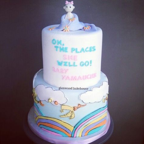 Oh the places you'll go Oh The Places Shell Go Baby Shower Theme, Dr Seuss Baby Shower, Baby Shower Cupcakes, Decorated Cakes, Graduation Cakes, Cakes Cupcakes, 2nd Birthday Parties, Oh The Places Youll Go, Dr Seuss