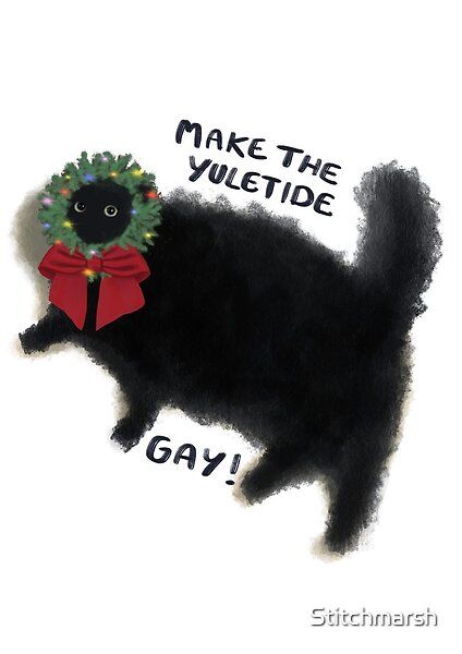 Yule Tide, Gay Christmas, Winter Market, Christmas Horror, Christmas Journal, Drawing Inspo, Christmas Cat, Christmas Print, Christmas Illustration