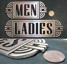 art deco building signs - Google Search | Art deco signs ... Ladies Restroom Sign, Steampunk Machine, Steampunk Bathroom, Art Deco Ideas, Art Deco Sign, Art Deco Elements, Art Deco Metal, Toilet Art, Building Signs