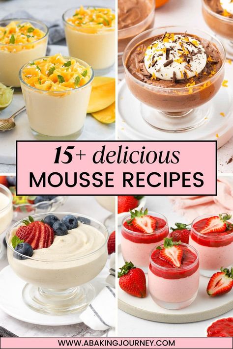 Banana Mousse Recipe, Pistachio Mousse Recipe, Mouse Dessert Recipes, Fruit Mousse Recipes, Christmas Mousse Dessert, Tomato Mousse, Lemon Mousse Cake, Mouse Recipes, Mousse Recipes Easy