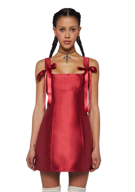 Current Mood Taffeta Ribbon Tie Mini Dress - Red Current Mood Clothing, Current Mood, Pink Mini Dresses, Ribbon Tie, Red Mini Dress, Corset Dress, Stardust, Dolls Kill, Doll Dress