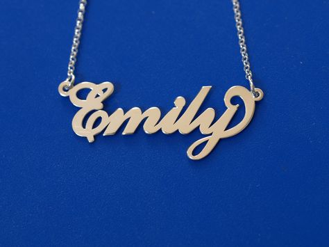 Emily name necklace 925 sterling silver Rolo chain  from  http://www.name-necklace.com Emily Necklace, Emily Name, Bd Ideas, Emily Elizabeth, Vintage Theme, Silver Engagement Rings, 925 Silver Jewelry, Rolo Chain, Dear Santa