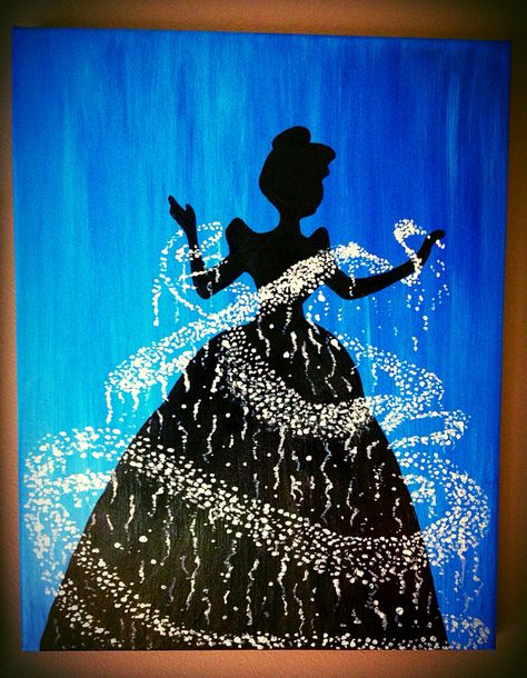 Cinderella Painting, Drawing Cartoon Characters Sketches, Cinderella Drawing, Color Wheel Art Projects, Cinderella Art, Sunset Canvas Painting, Disney Canvas Art, Disney Canvas, Disney Paintings