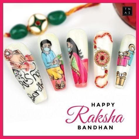 #Rakhi is around the corner and therefore its necessary that you quickly glam up your look for this #festiveseason. Though you must have made up your mind on how you need to look and what you need to wear on this Rakhshabandhan, but have you decided how your nails will look on this day. Well don’t ignore them and opt for these theme based #nailart designs instead to light up your festive mood.
#Threads Rakshabandhan Nail Art Designs, Rakhi Nails Design, Raksha Bandhan Nail Art Design, Rakshabandhan Nail Art, Rakhi Nail Art, Nailart Designs, Tattoo Mehndi, Nail Art Stencils, Festive Nails