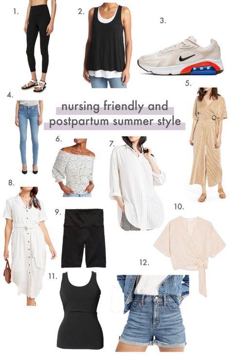 Inspiralized: nursing friendly and postpartum summer style Nursing Summer Outfits, Postpartum Wardrobe Summer, Post Partum Summer Outfit, Postpartum Style Summer, Postpartum Fashion Summer, Summer Nursing Outfits, Summer Post Partum Outfits, Postpartum Outfits Spring, Nursing Friendly Outfits Summer