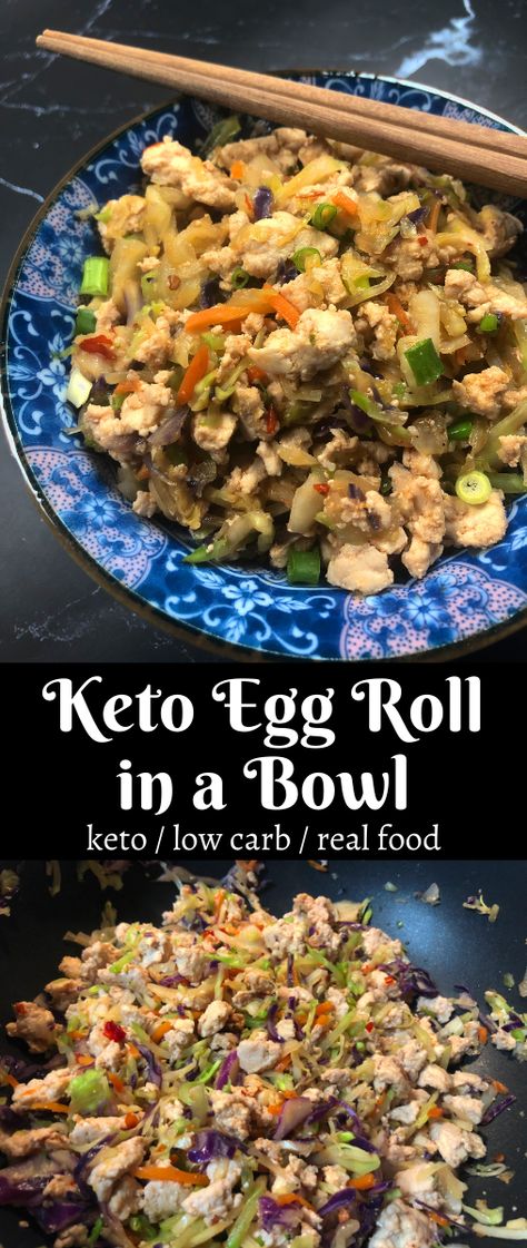 If you're on the keto diet and haven't had an egg roll in a while, this Keto Egg Roll in a Bowl recipe is perfect for you! All the delicious egg roll ingredients and flavors, minus the carbs! Also with one small twea, this is also a paleo/gluten free meal! Eggroll Recipes, Healthy Egg Rolls, Keto Egg Roll, Vegetable Egg Rolls, Egg Roll Ingredients, Pork Egg Rolls, Eggroll In A Bowl, Egg Roll In A Bowl, Keto Lunch