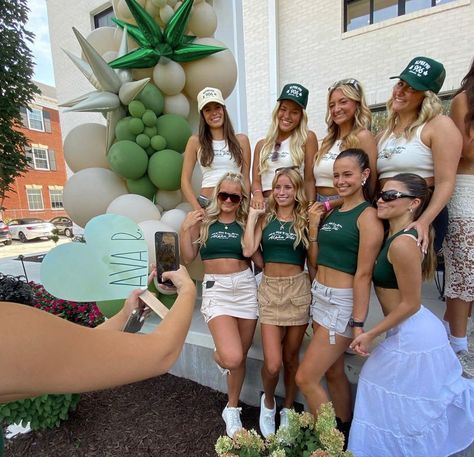 Camping Bid Day Theme, Sorority Polish Week Themes, Bid Day Camp Theme, Camp Theme Outfit, Camp Sorority Theme, Camp Bid Day Theme, Bidday Themes, Alpha Phi Recruitment, Sorority Work Week