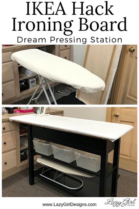 Ironing Station, Ironing Boards, Sewing Room Storage, Easy Ikea Hack, Sewing Room Organization, Beginner Sewing Projects Easy, Ironing Board, Sewing Organization, Sewing Rooms