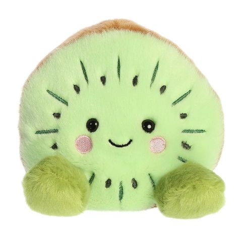 Say hello to Kimber Kiwi, a squeezable sweetheart from the Palm Pals collection. Kimber's bright green hue and soft, fuzzy exterior make her as refreshing as the fruit she represents. Her beaming smile and warm, welcoming eyes reflect her fun-loving personality, one that's ready to spread joy wherever she goes. Small enough to accompany you on any adventure, Kimber is eager to meet new friends and share her kiwi-kindness. Don't forget to bring Kimber to your next gathering and share the love wit Palm Pals, Kids Dolls, Fun Sized, Cute Stuffed Animals, Stuffed Toys, Palm Of Your Hand, The Fruit, The Palm, Bright Green