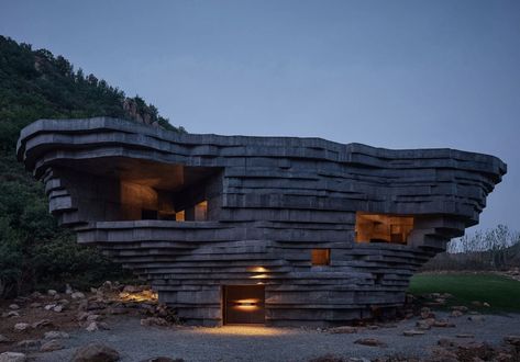 Open Architecture unveils rock-like concert hall in a valley outside Beijing Bernardo Bader, Open Architecture, Outdoor Stage, Steven Holl, Great Wall Of China, Landscape Plans, Chinese Architecture, Architecture Office, Texas Hill Country