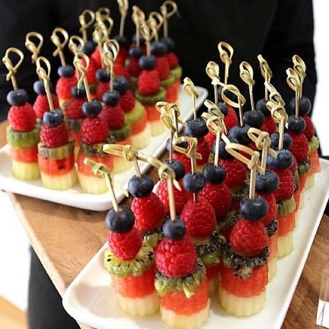 Fruit Kabobs For Party Skewers, Kabobs For Party, Fruit Kabobs For Party, Party Skewers, Fruit Skewer, Wedding Fruit, Fruit Platters, Catering Food Displays, Fruit Kebabs