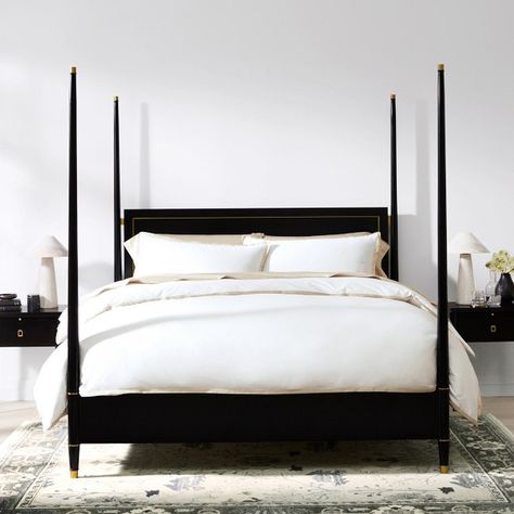 R King, Luxury Bed Frames, Cozy Minimalist, Four Poster Bed, Four Poster, Poster Bed, Williams Sonoma Home, Brass Accents, Master Plan