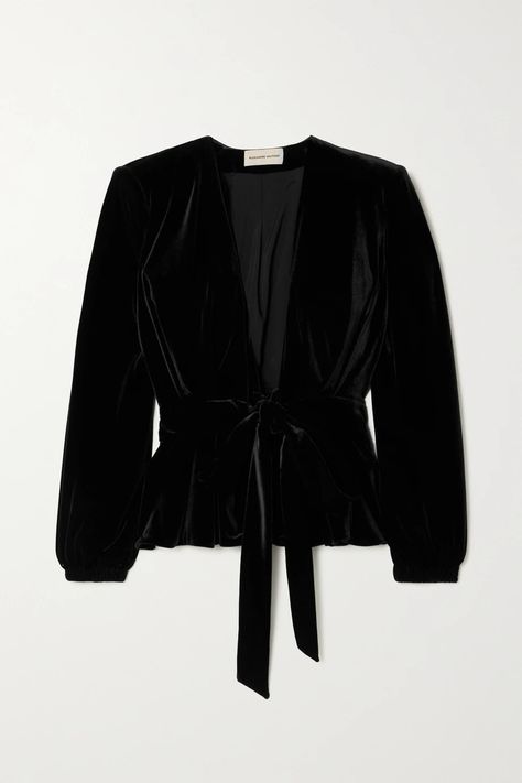 Velvet Blouse, Color Combinations For Clothes, Halterneck Top, Black Jackets, Strong Shoulders, Jackets Women, Alexandre Vauthier, Velvet Blouses, Thierry Mugler