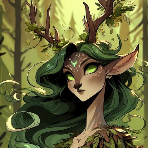 deer woodland fantasy nymph Fawn Character Design, Forest Spirit Character Design, Deer Oc Human, Faun Character Design, Forest Spirit Art, Druid Circle, Deer Woman, Deer Lady, Spirit Drawing