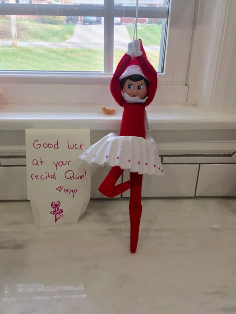 Elf Ballerina Ideas, Elf On The Shelf Ballerina, Ballerina Elf On The Shelf Ideas, Elf On The Shelf Dance Ideas, Elf On The Shelf Cheerleader, Dancing Elf On The Shelf, Elf On The Shelf Brings Pajamas, Elf On Shelf Gymnastics, Elf Is Back Ideas