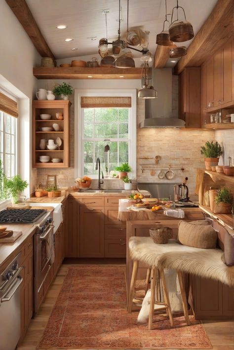 Discover how to infuse your kitchen with cozy warmth by incorporating rich, inviting tones. Upgrade your space with these simple interior design tips. #Ad #homedecor #homedesign #kitchen #Painthome interiorarchitecture best Wall Colors for kitchen Colors Bright Room Colors best colors combinations  Home Remodeling Modern Paint Colors 2024 Warm Kitchen Aesthetic, Kitchen Earth Tones, Warm Tone Kitchen, Warm Toned Kitchen, Warm Neutral Kitchen, Warm Cozy Kitchen, Earth Tone Kitchen, Warm Kitchen Colors, Earth Tones Kitchen