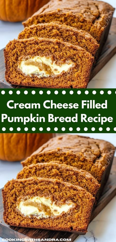 Craving pumpkin breads recipes? Try this cream cheese filled pumpkin bread recipe! It’s an easy pumpkin recipe, ideal for lunch ideas or dinner recipes when you want something sweet and satisfying. Pumpkin Bread Recipes, Pumpkin Cream Cheese Bread, Best Pumpkin Bread Recipe, Cream Cheese Bread, Cheese Bread Recipe, Moist Pumpkin Bread, Pumpkin Loaf, Pumpkin Cream Cheese, Cheese Pumpkin