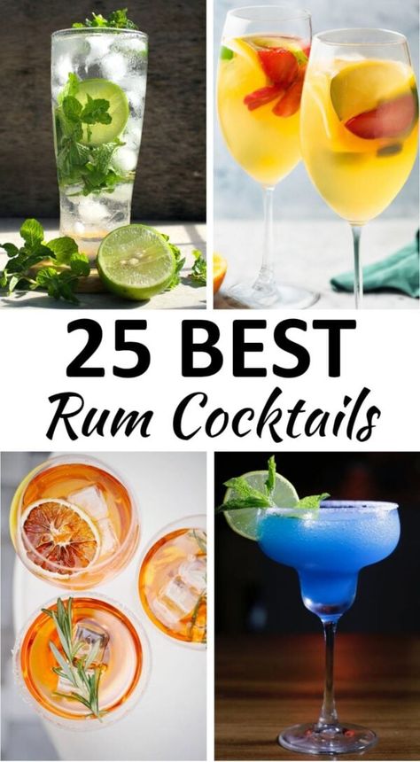 rum cocktails pin Don Q Rum Recipes Drinks, Rum Based Drinks, Gold Rum Cocktails, Rum Drinks Easy Cocktails, Rum Based Cocktails, Easy Rum Cocktails, Refreshing Rum Cocktails, Rum Drinks Easy, Best Rum Cocktails